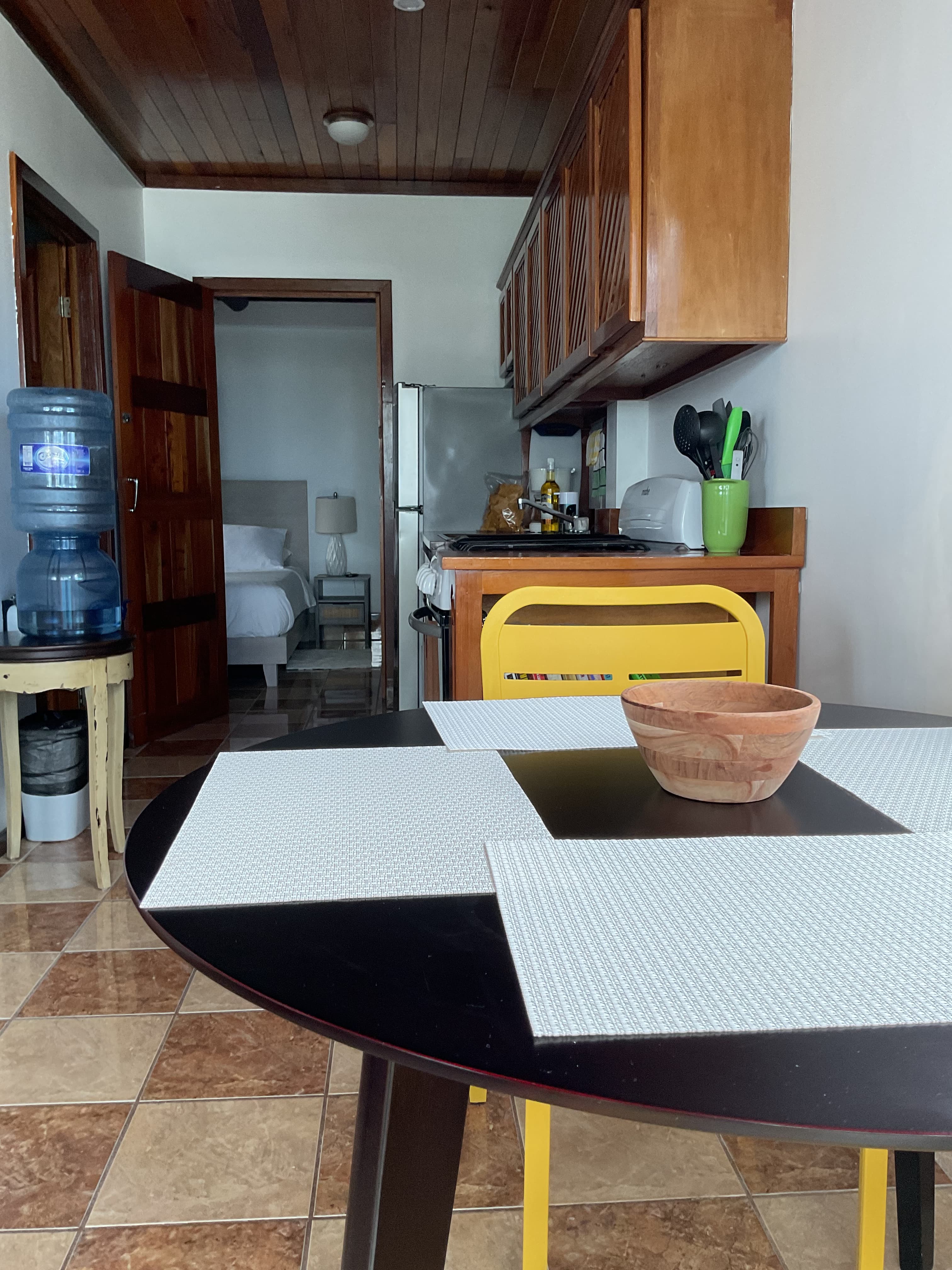 Kitchen with beautifully finished wood cabinets, stove and sink